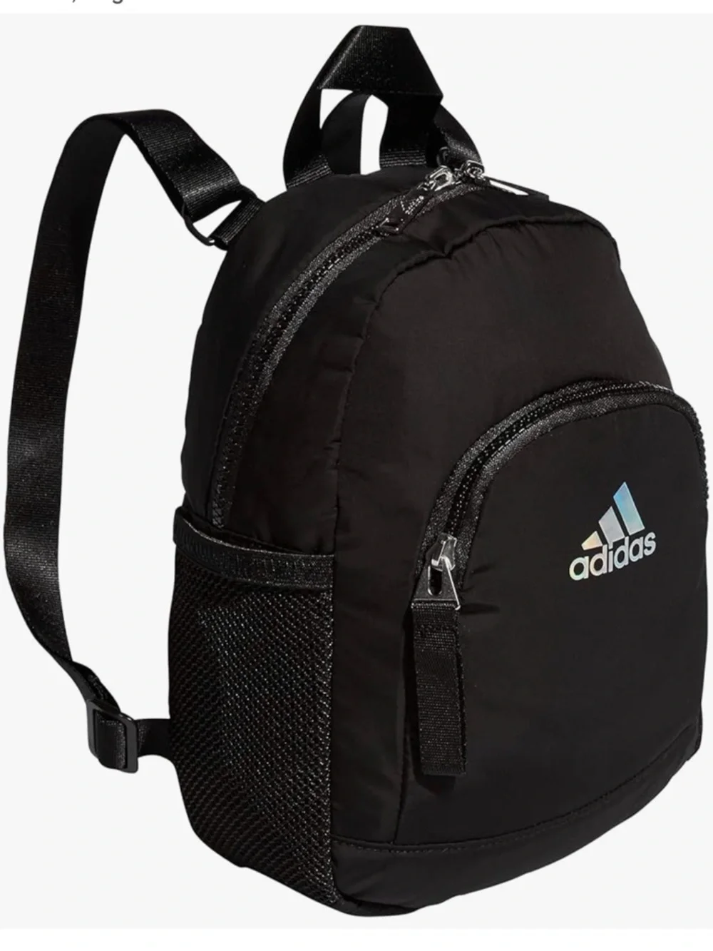 adidas Black Mini Backpack with Holographic Logo - Picture 1 of 8